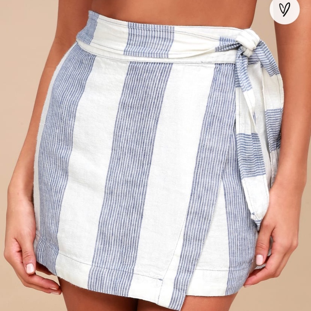 Free People Uptown Days Blue & White Wrap Skirt
